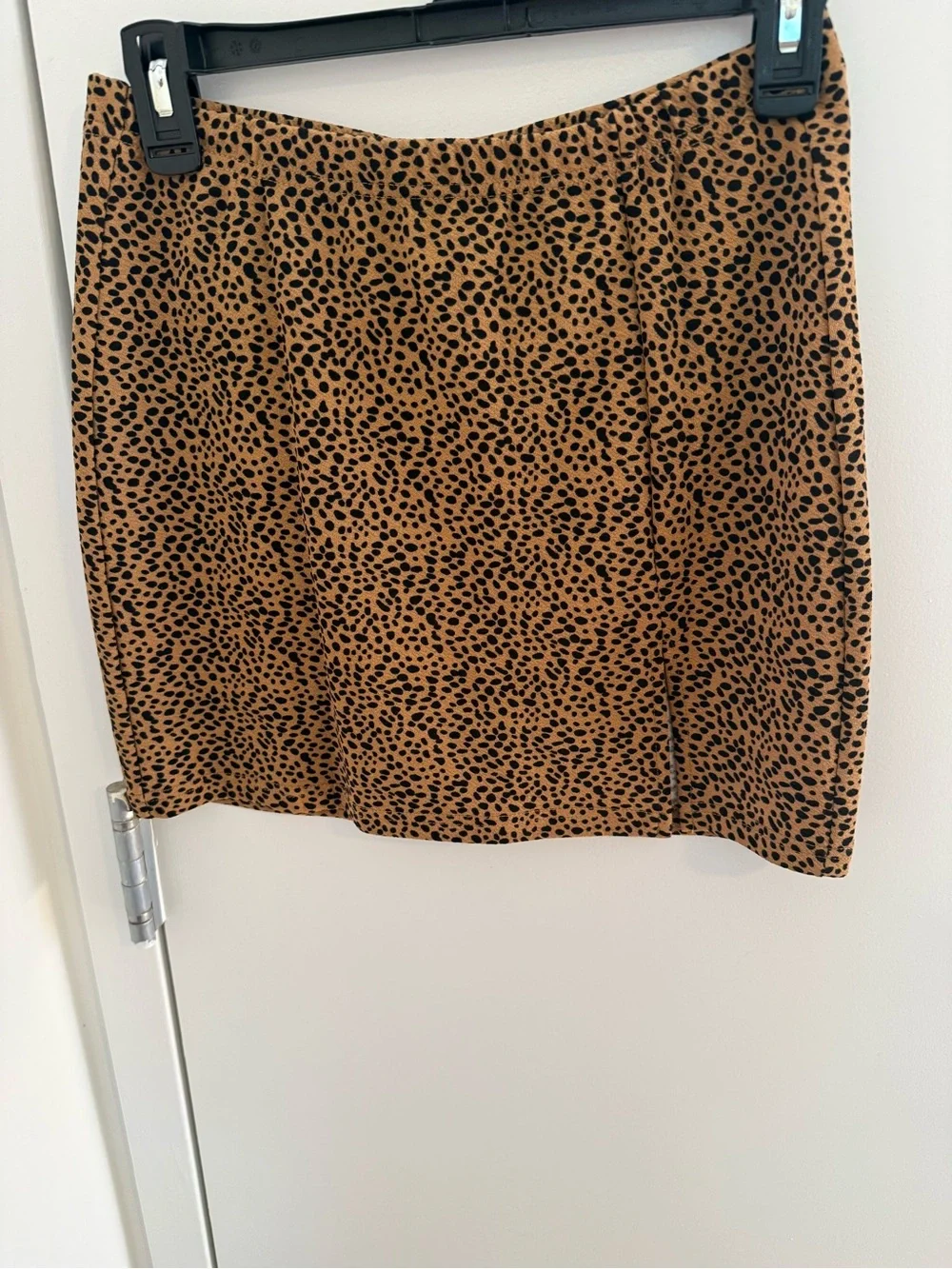 SHEIN Tan and Black Leopard Print Mini Skirt